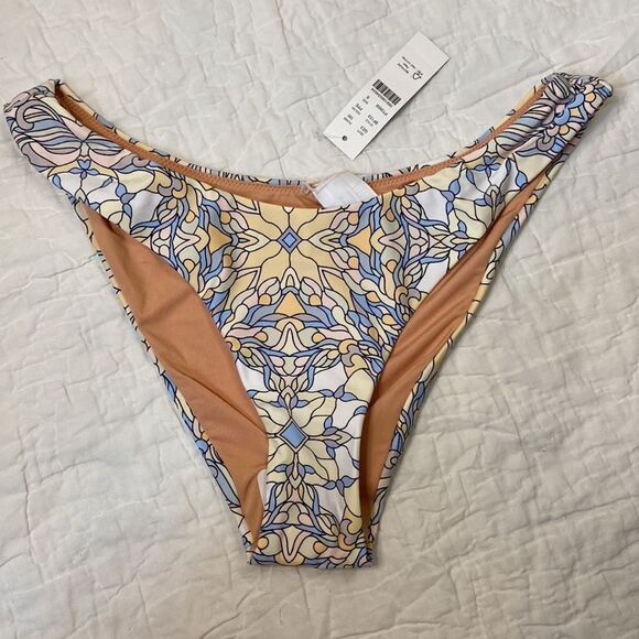 NWT J.Crew Active curved-waist cheeky bikini bottom in kaleidoscope print size S - Picture 3 of 9